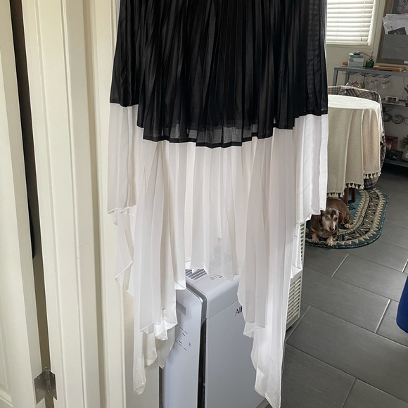 BCBG Asymmetrical black and white pleated skirt size L- fits like a 10-12 - Picture 2 of 6